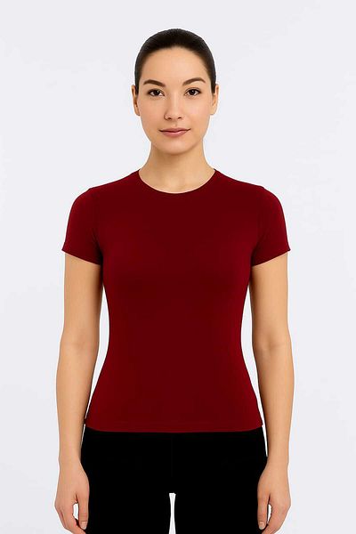 Maison La Femme Tricou Crop Bordeaux ajustat/în formă de corp