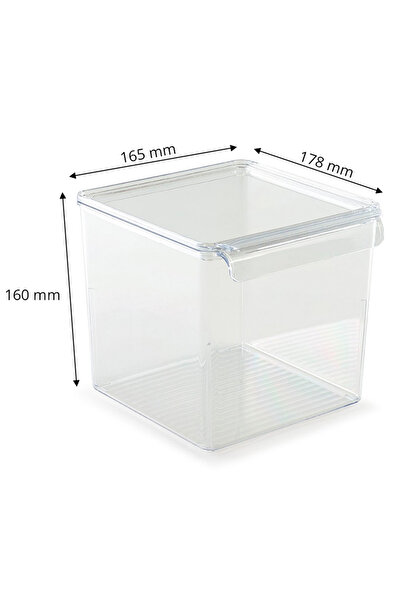 Prima Nova Refrigerator Organizer with Lid Inside Cabinet Organizer Storage Container 165*178*160mm Transparent 3 Pieces