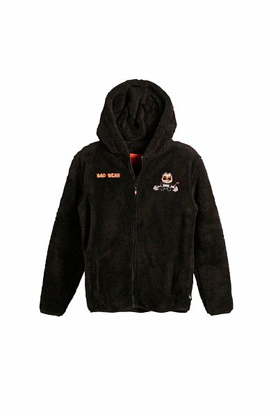 Bad Bear Plunger Plush Kids Black Zippered Hooded Plush Children's Sweatshirt