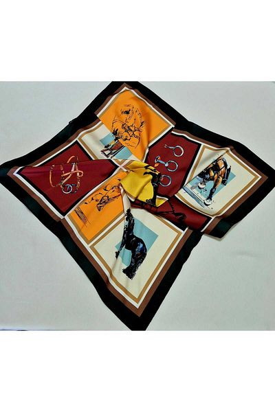 SOFT AKSESUAR Satin Patterned Scarf Bandana
