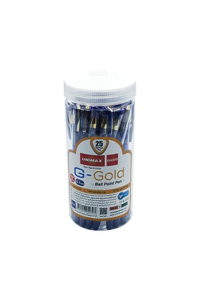 UNIMAX G-gold 0.7mm Ball Pen Jar – 25 Pcs | Smooth Writing | Durable & Sleek Design
