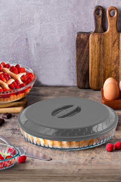 omilife Gray Color Round Pyrex Lid Made of Leakproof Plastic Material Flexible and Durable Lid Food