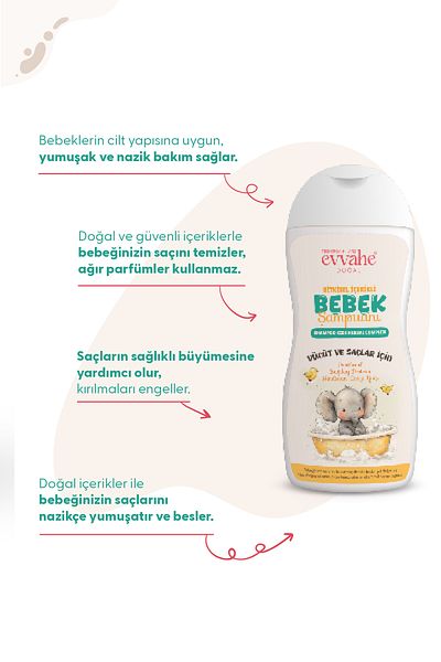 EVVAHE DOĞAL Baby Shampoo with Herbal Content (190 ml)