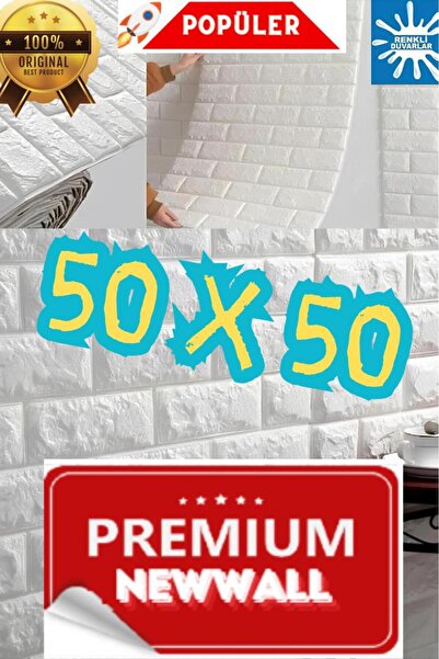 Renkli Duvarlar 50x50 Cm 0,27 M² Silinebilir Kendinden Yapışkanlı Duvar Kağıd...