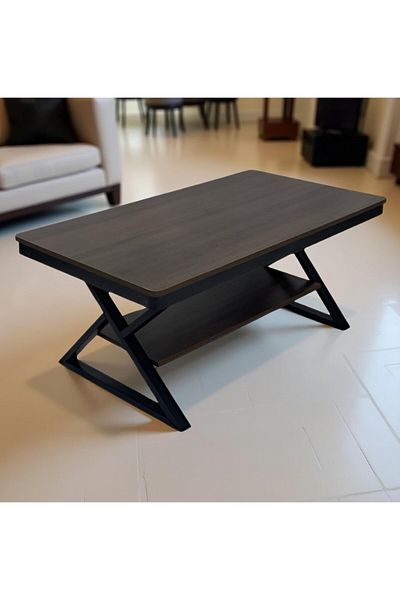 rexa طاولة قهوة خرسانية بأرجل معدنية 46 × 61 × 122 سم
