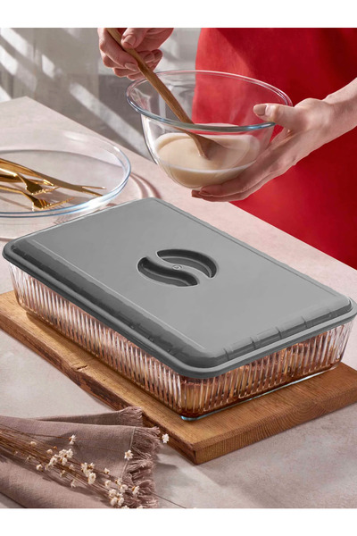 omilife Gri Renk Dikdörtgen Borcam Kapağı Sızdırmaz Ve Dayanıklı Plastik Malz...