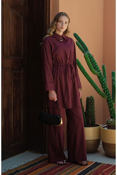 Fatma Atasoy Wide Leg Cherry Cotton Trousers