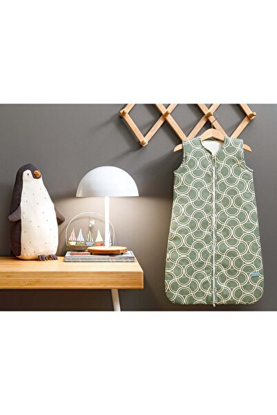 Hibboux Waves 100% Cotton Fabric Nano Filling Sleeveless 2.5 Tog Japanese-Inspired Wave Pattern Sleeping Bag - Green