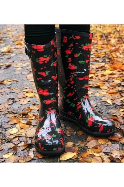 belixspor Women's Boots with Garden and Rain Flowers 36-40 Red