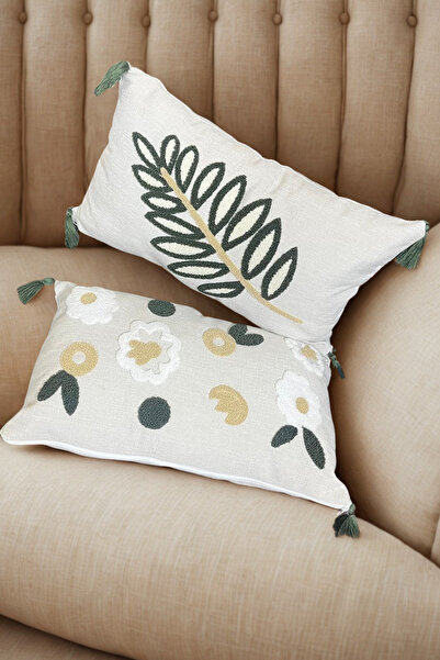 e-Bizz Store 2 Piece Combination Throw Pillow Case with Punch Embroidery