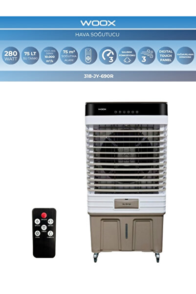 Woox 75 Lt Su Kapasiteli, 280 Watt, Otomatik Salınım, Dijital Touch Panel, Po...