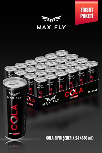 MAX FLY Kola Zero – 330 ML x 24 Adet Şekersiz Ferahlık