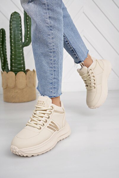 Guja 24K317 4 Bej Bağcıklı Hafif Fashion Kadın Bot