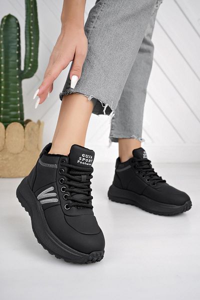 Guja 24K317 4 Μαύρα κορδόνια ελαφριά μοντέρνα γυναικεία μποτάκια