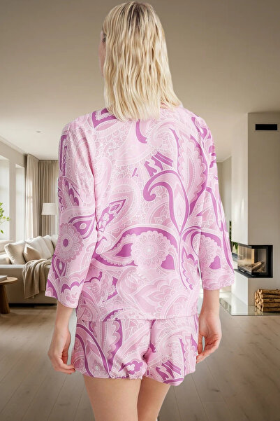 PayBuy Women's Stylish Ethnic Patterned Viscose Pajama Set Comfortable Fit Summer Homewear Modern Style Use