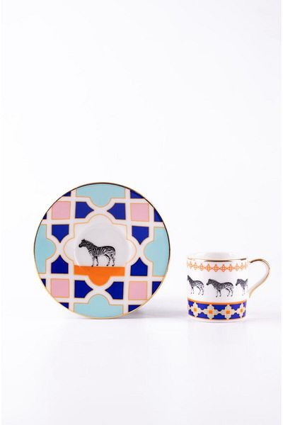 EMAYlab Jaolu Porcelain Turkish Coffee Cup Set (6 People)
