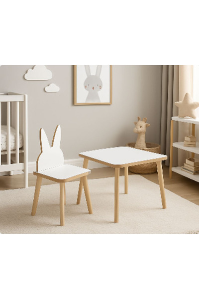 Genel Markalar Yaz Sil Yüzeyli Çocuk Aktivite Masa Sandalye Takımı - Tavşan F...