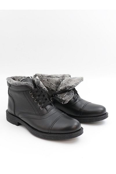 Nesil Shoes Мъжки ботуши Thrtk 906 от естествена кожа с гумена подметка, черни