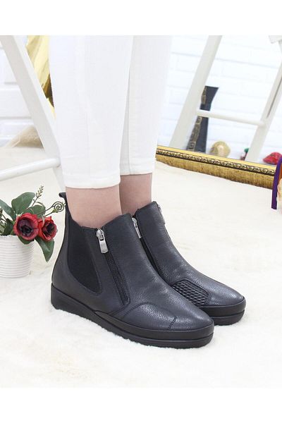 Capella 3205 Cizme negre din piele naturală cu fermoar dublu