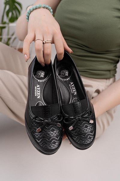 Nesil Shoes Ayzen 4020 Black Wedge Heel Women's Shoes