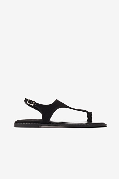 Seniorah Black Suede Flip Flops Women's Sandals