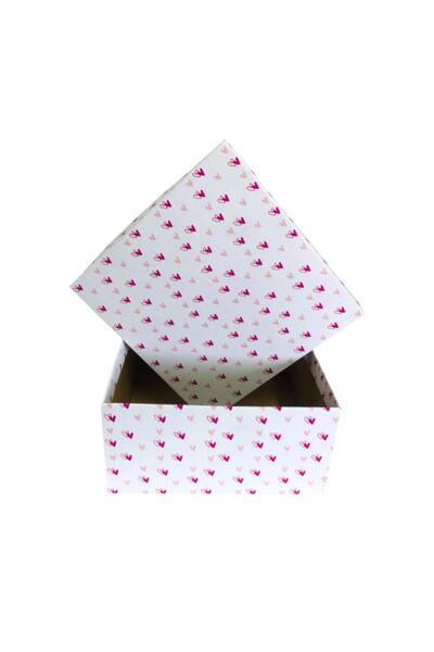 KOLİ KOLAY Pembe Kalpli Hediye Kutusu 25x25x12cm