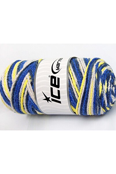 Ice yarns 2×200 جرام. خيوط صيفية من الأكريليك بألوان أبيض وأصفر وأزرق، خيوط ع...