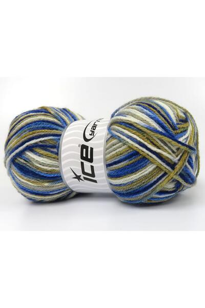 Ice yarns مجموعة من 4 × 100 جرام من خيوط الصوف المتعددة الألوان (25% صوف) - أ...