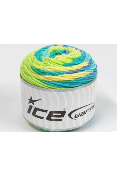 Ice yarns 3x100 جرام. كعكة بلوس أكريليك باللون الأزرق، الفيروزي، الأصفر، الأخ...