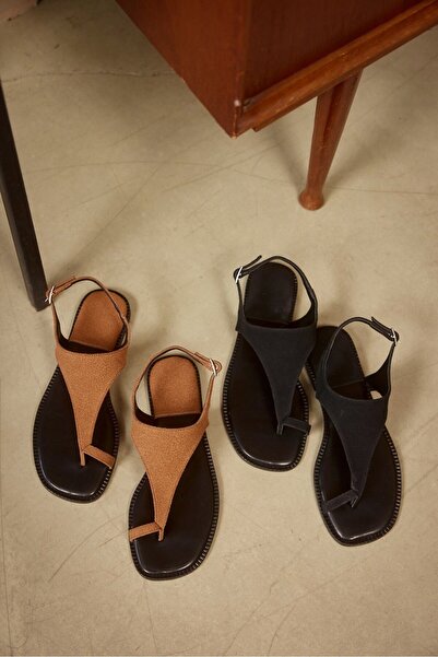 Seniorah Tan Suede Flip Flops Women's Sandals