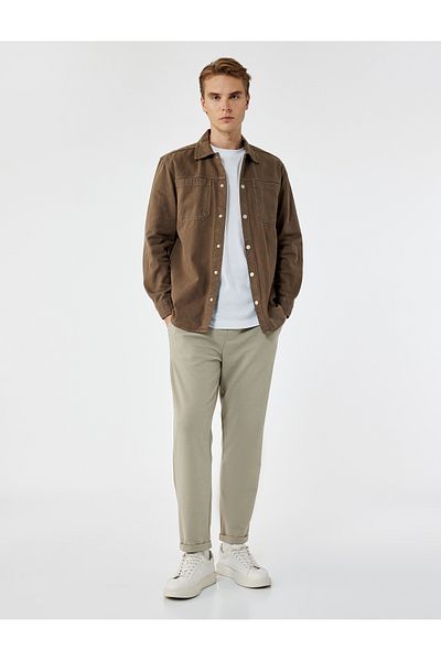 Koton Straight Fit Pike Fabric Pocket Detailed Waist Lace up Trousers