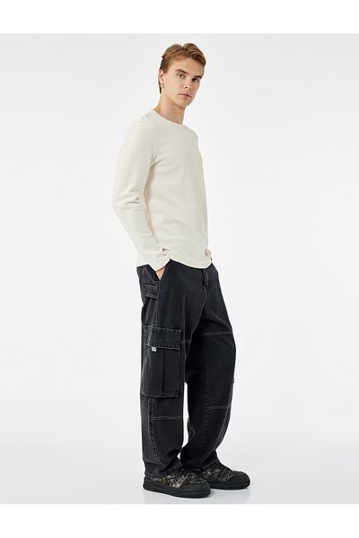 Koton Cotton Crew Neck Basic Slim Fit Long Sleeve T-Shirt