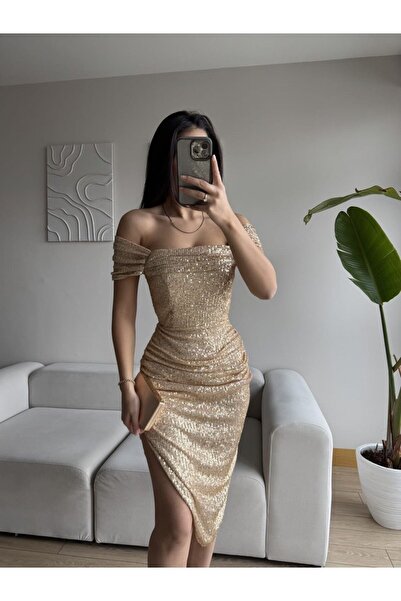 zoezoe Liana Degaje Yaka Midi Elbise hijap