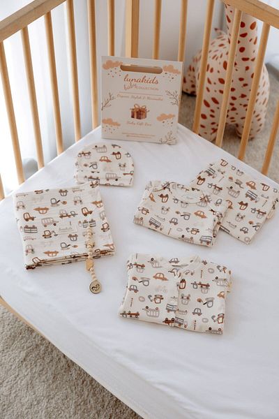Luna Kids Collection 100% Organic Cotton 6 Piece Newborn Hospital Discharge Set - Cars