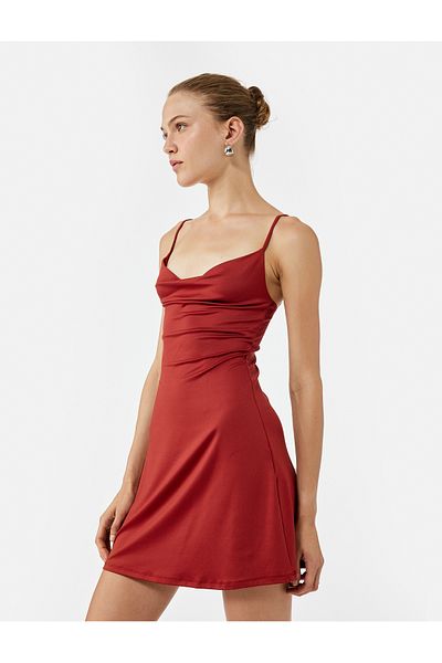 Koton Mini Dress with Peplum Neckline and Straps