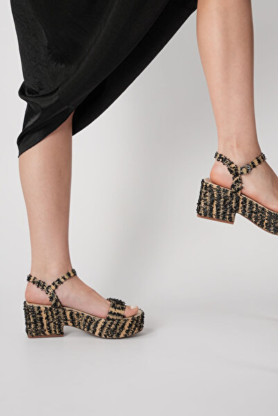 Katy Perry Černé dámské sandály na platformě ze slámy - The Busy Bee