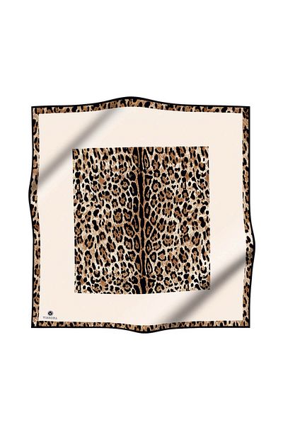 Vissona 100% Twill Silk Leopard Pattern Κρεμ Χρώμα 90x90 Φουλάρι Σχήμα Φύτευσης: Ράψιμο στο χέρι