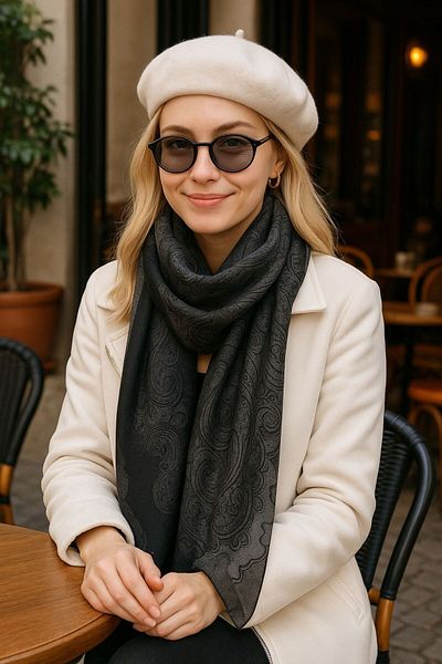 Axesoire 11189 Etro Patterned Black Shawl