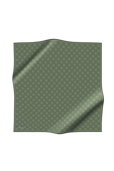 Vissona 100% Twill Silk Monogram Μοτίβο Çağla Πολύχρωμο Φουλάρι 90x90 Σχήμα Φύτευσης: Ράψιμο στο χέρι