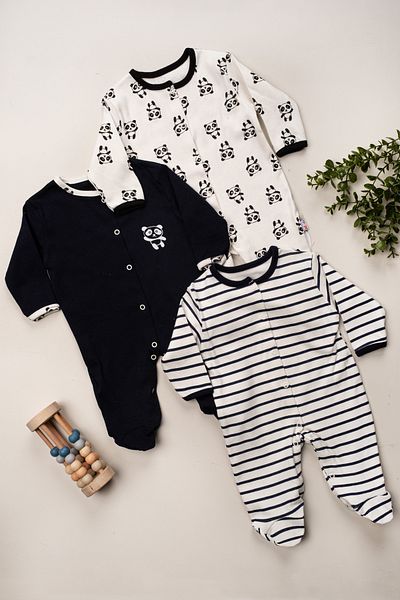 Mıdırık Girl Boy Baby Patterned Seasonal Cotton Newborn 3-6-9 Months 3-Piece Outfit Jumpsuit Set