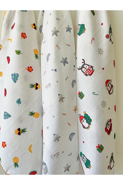 COOLMINIES Multi-Purpose Muslin Blanket Set of 3, Muslin Newborn Baby Blanket, 100% Cotton Muslin Cloth, 80*90 cm