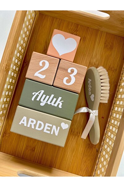 mogokids Bebek anı küpü bebek isim küpü ve renkli isimli doğal keçi kılı 6 pa...