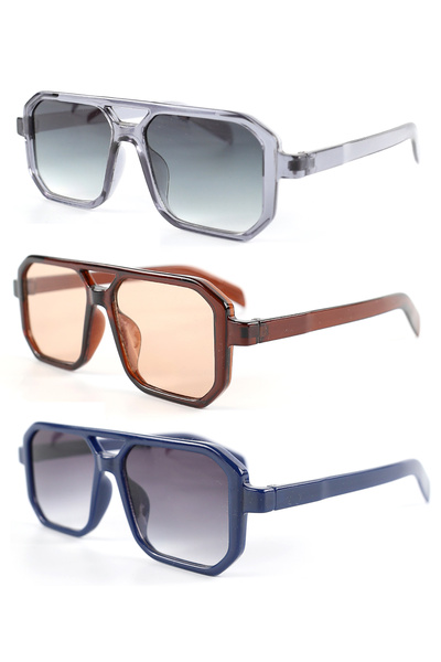 Lozzo 3-Piece Advantage Set Unisex Retro Uv400 Sunglasses 23001-1