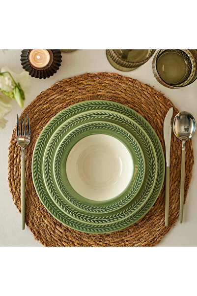 Bella Maison Monica Stoneware 12 Parça 4 Kişilik Yemek Takımı Yeşil