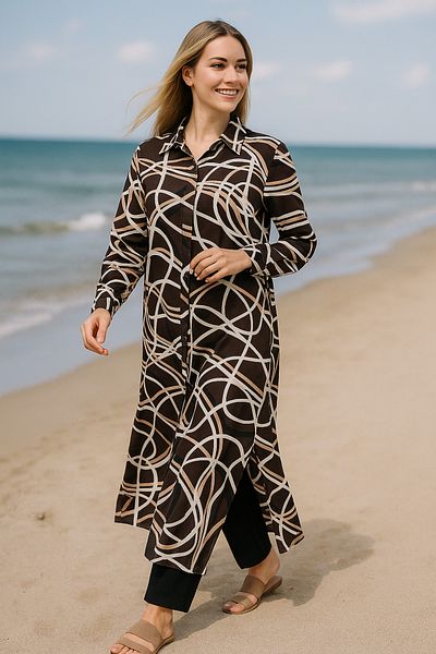 MODA Viscose Shirt Dress, Viscose Dress, Dress, Summer Dress, Slit Dress