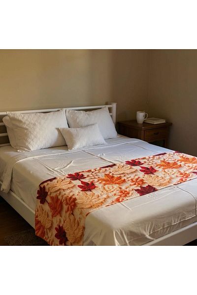 GMhome Autumn Leaf Pattern Digital Print Bedspread - Bed Runner