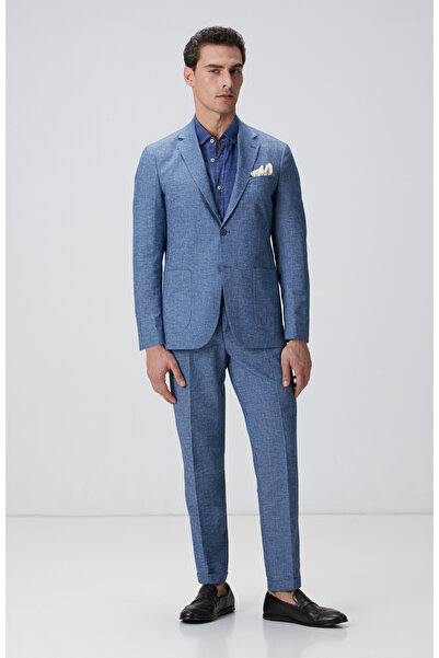 Network Mavi Keten Karışımlı Takım Elbise