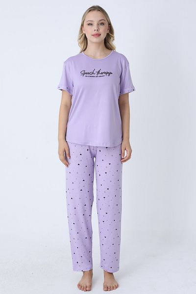 TURAY Happiness Bamboo Short Sleeve Women's Lilac Pajama Set
