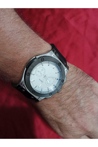 Brality Men's Wrist Watch - Black Silicone Band - Silver Color Case - 6045