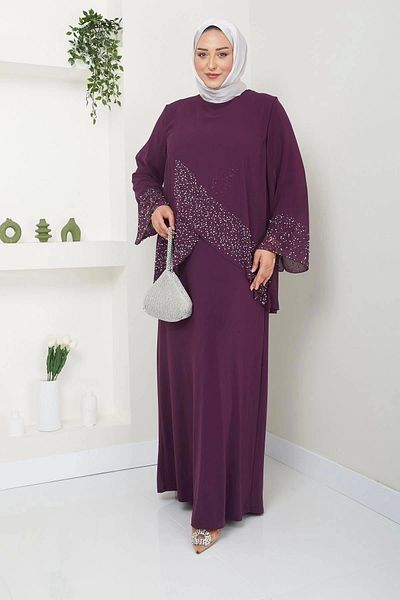 kaes giyim Rochie de seara Hijab cu perle de marime mare